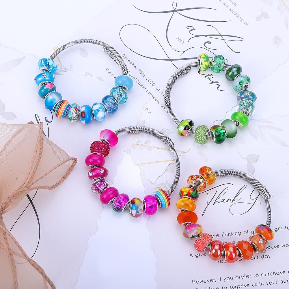 VICTLOV 200 Pieces European Large Hole Beads Spacer Beads Charm Fairy Wands Beads Rhinestone Craft Beads for DIY Bracelet Jewelry Making (11 Color) image 4