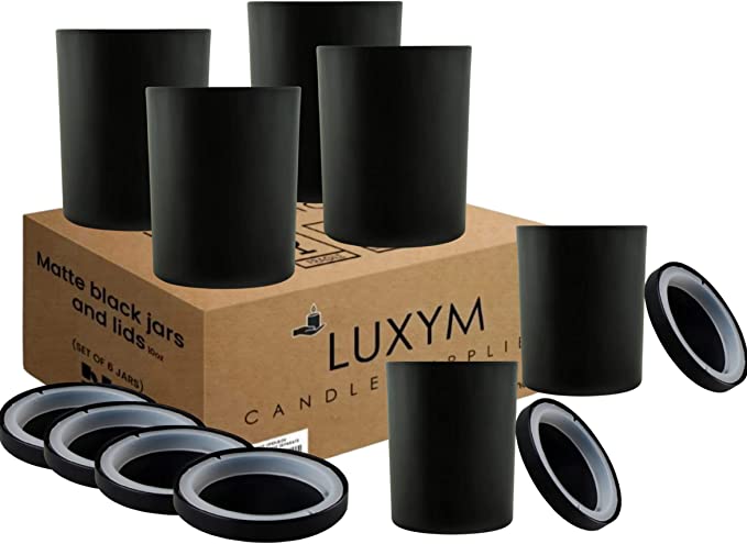 10 Oz Candle Jars for Making Candles - Candle Jars with lids - Candle Making Supplies- Candle Vessels - Candle containers (Set of 6 Jars and 6 lids) Black Matte Candle Jars image 4