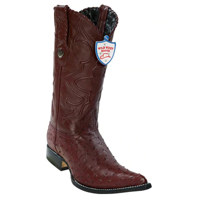 WILD WEST BOOTS #2950306 MEN'S | COLOR BURGUNDY | MEN'S WILD WEST FULL QUILL OSTRICH 3X TOE BOOTS HANDCRAFTED image 0