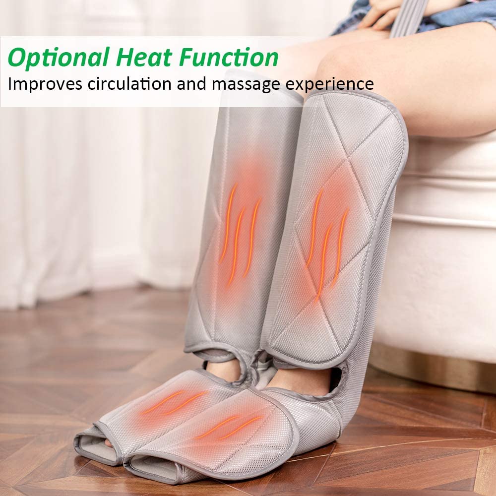Leg Compression Massager Foot and Calf Massager Machine with Optional Heat 3 Modes 4 Intensities Handheld Controller for Feet, Legs, Calves Muscle Relaxation - Home and Office Use image 2