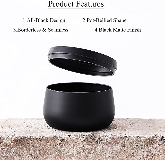PMCDS2G 24 All-Black 8oz Candle Tins with Lids | Seamless Pot-Bellied Black Matt Finish | Candle Making Supplies | Empty Candle Jars for Making Candles Bulk | Candle Containers image 1