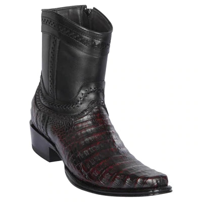 LOS ALTOS BOOTS MENS #76B8218 LOW SHAFT EUROPEAN SQUARE TOE | GENUINE CAIMAN BELLY LEATHER BOOTS | COLOR BLACK CHERRY image 0