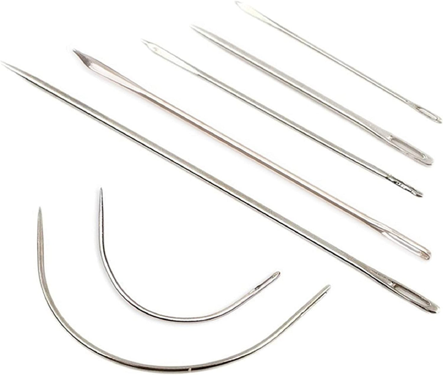 11 Pieces Repair Leather Craft Tool, 7 Pieces Curved Upholstery Hand Sewing Needles Sewing Needles with Leather Waxed Thread Cord 1 Brown 1 Black and Drilling Awl and Thimble for Leather Repair image 2