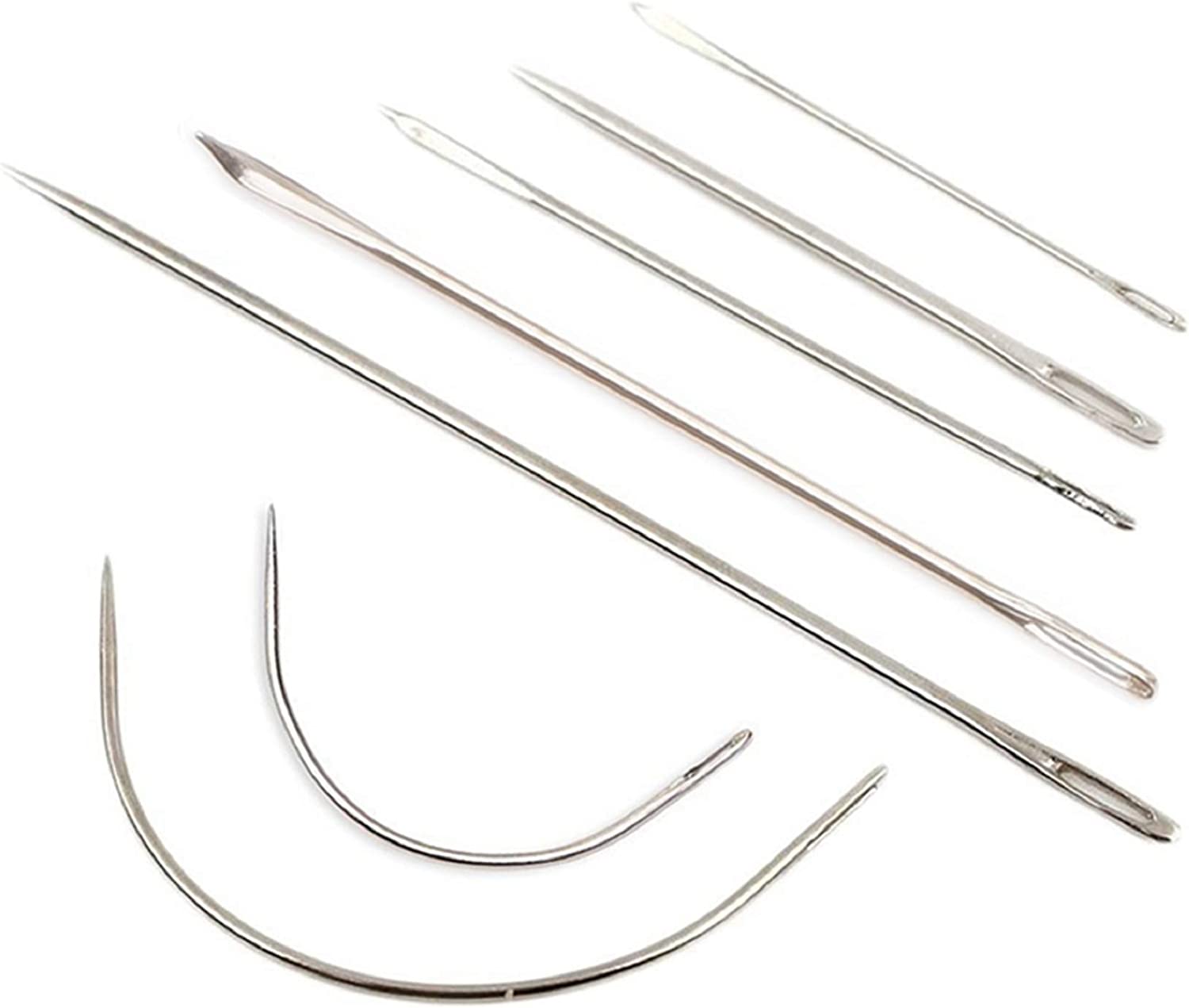 11 Pieces Repair Leather Craft Tool, 7 Pieces Curved Upholstery Hand Sewing Needles Sewing Needles with Leather Waxed Thread Cord 1 Brown 1 Black and Drilling Awl and Thimble for Leather Repair image 2