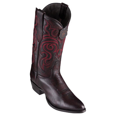 LOS ALTOS BOOTS MENS #659218 ROUND TOE | GENUINE ALL OVER GOAT LEATHER BOOTS | COLOR BLACK CHERRY image 0