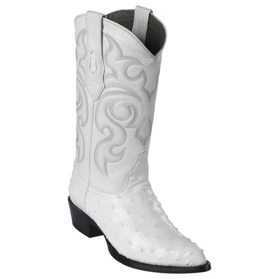 LOS ALTOS BOOTS MENS #990328 J TOE | GENUINE FULL QUILL OSTRICH BOOTS | COLOR WHITE image 0