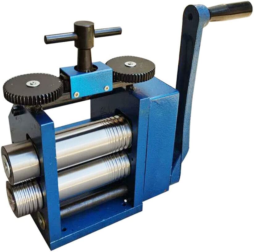 Commercial Metal Wire Manual Combination Rolling Mill Machine,3 inch 75mm Roller Jewelry Press Making DIY Tool,for DIY Jewelers Craft Professional,Steel Jewelry Tools &amp; Equipments,Blue image 0