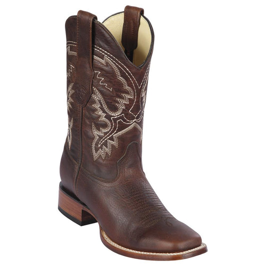 Los Altos Boots Mens #8229940 Wide Square Toe | Genuine Rage Leather Boots | Color Walnut image 0