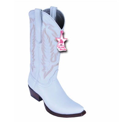 WOMEN'S LOS ALTOS SNIP TOE DEER LEATHER BOOTS HANDCRAFTED | COLOR WHITE (348328) image 0