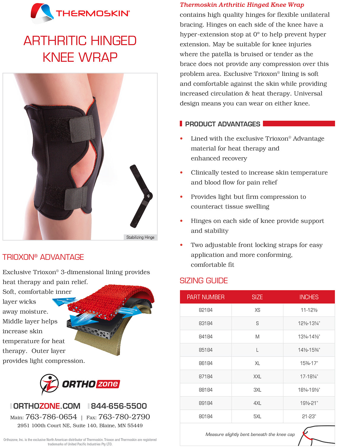 Thermoskin Arthritic Hinged Knee Wrap, Black, 8*184 image 1