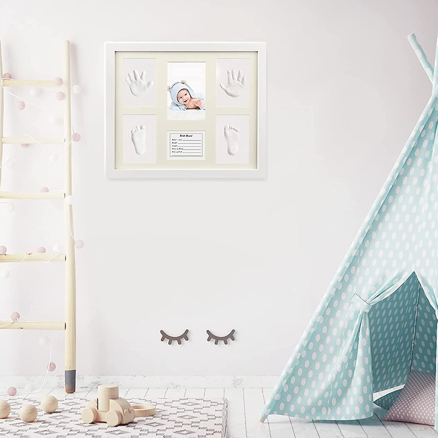 Baby Clay Handprint Footprint Kit, Newborn Picture Frame Shower Gifts Nursery Decor, Hand Foot Impression Photo Keepsake for Girls Boys image 5