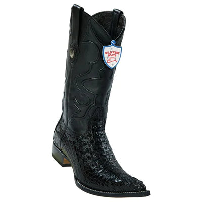 WILD WEST BOOTS #2950205 MEN'S | COLOR BLACK | MEN'S WILD WEST CAIMAN HORNBACK 3X TOE BOOTS HANDCRAFTED image 0