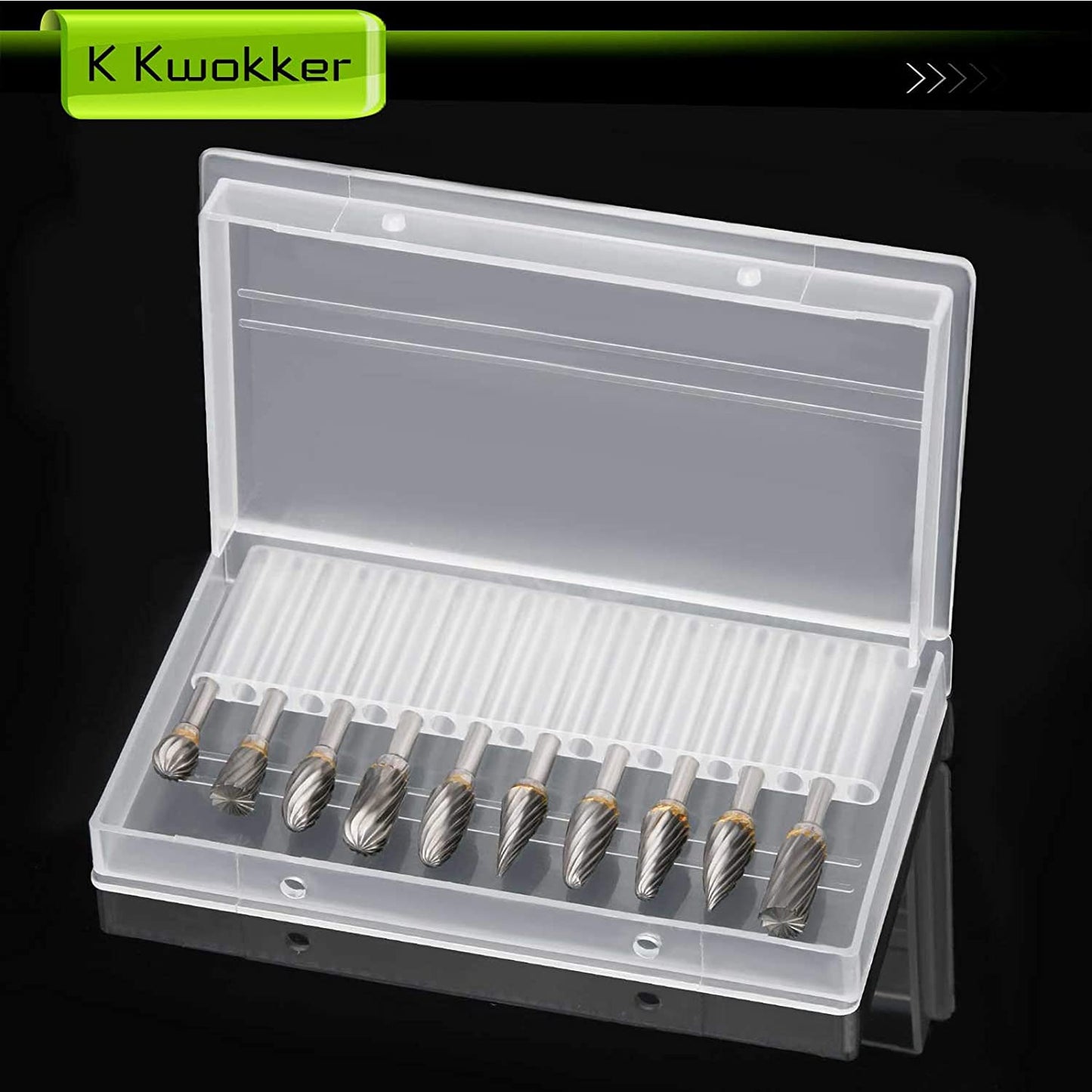 K Kwokker Tungsten Carbide Burr Set 1/8 Shank Diamond Files HRA85 Rotary Tool Accessory Kit, Drill Chucks Accessories for Dremel Rotary Drill Air Die Grinder for Metal Polishing, Wood Carving image 5