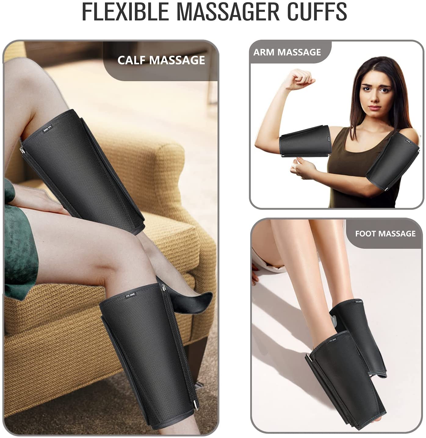 FIT KING Leg Massager for Circulation and Muscle Relaxation, Air Compression Calf Massager for Edema and RLS with 2 Modes 3 Intensities FT-008A image 2