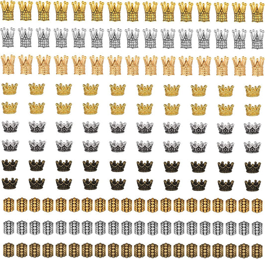 165 Pieces King Crown Charms Multi-Colors Assorted Crown Beads Brass Alloy Crown Charm Large Hole Spacer Beads Loose Beads Bracelet Connector for DIY Jewelry Crafts Making Supplies (Classic Colors) image 0