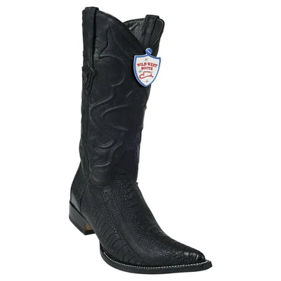 WILD WEST BOOTS #295G0505 MEN'S | COLOR SANDED BLACK | MEN'S WILD WEST OSTRICH LEG 3X TOE BOOTS HANDCRAFTED image 0