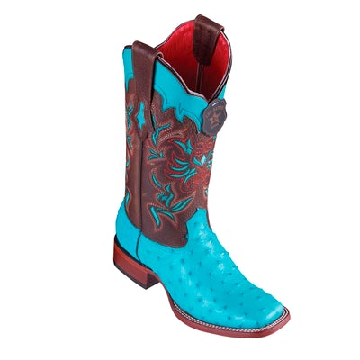 WOMEN’S LOS ALTOS OSTRICH BOOTS WIDE SQUARE TOE HANDCRAFTED | COLOR TURQOISE (3220308) image 0