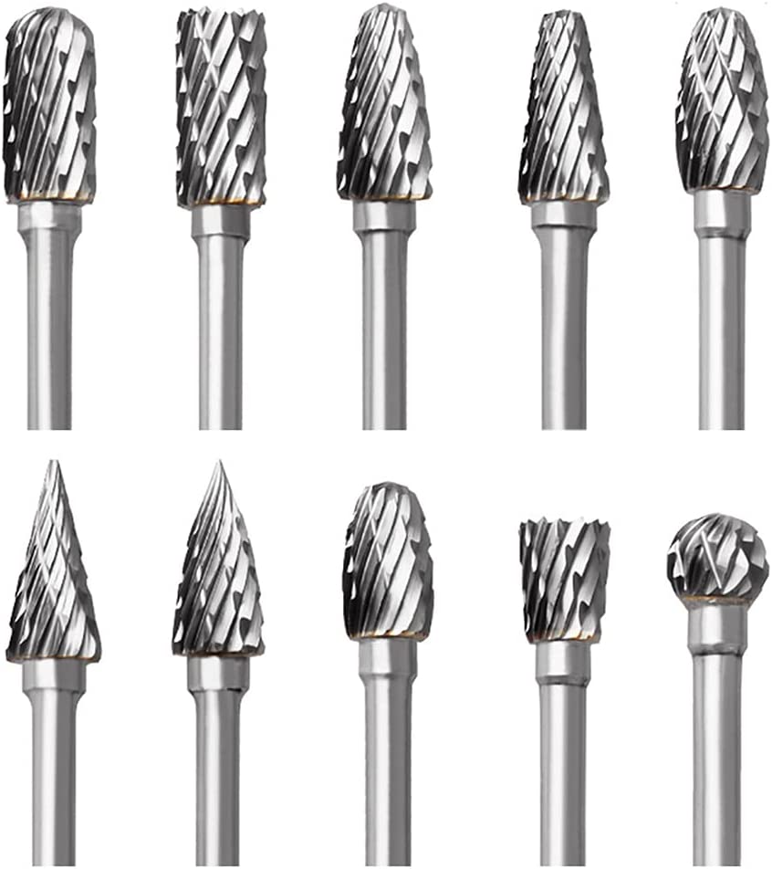 Tungsten Carbide Rotary Burr Set with 1/8" Shank, Double Cut Carving Bits for Rotary Tool Accessories for DIY Woodworking, Polishing, Drilling image 0