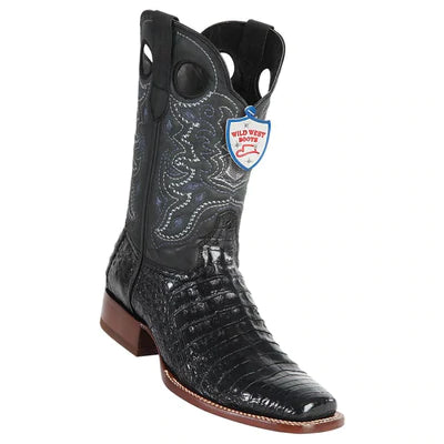WILD WEST BOOTS #28188218 MEN'S | COLOR BLACK CHERRY | MEN'S WILD WEST SQUARE TOE CAIMAN BELLY BOOTS HANDCRAFTED image 0