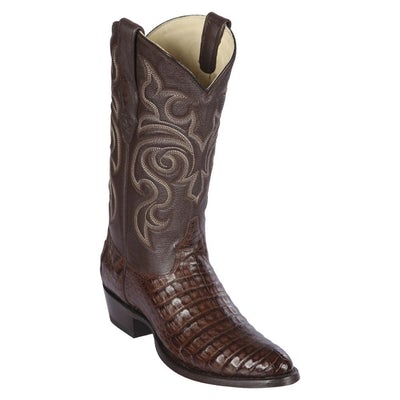 LOS ALTOS BOOTS MENS #658207 ROUND TOE | GENUINE CAIMAN BELLY BOOTS HANDCRAFTED | COLOR BROWN image 0