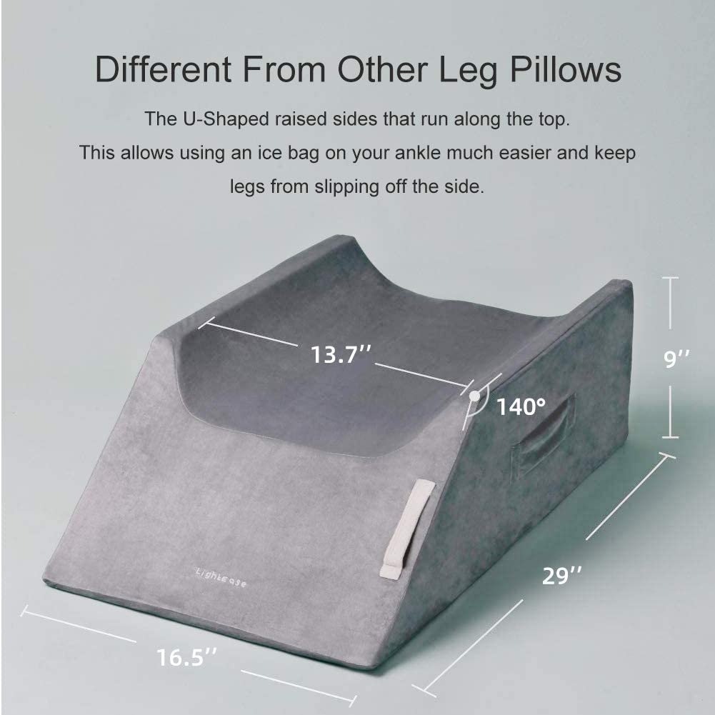 LightEase Post-Surgery Leg, Knee, Ankle Elevation Double Wedge Pillow, Memory Foam Leg Elevating Pillow for Injure, Sleeping, Foot Rest, Reduce Swelling image 2
