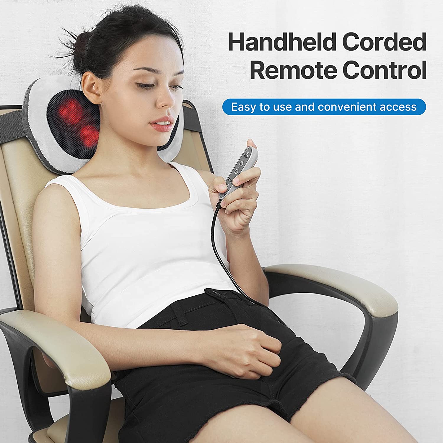 RENPHO Back Massager with Heat, Shiatsu Massage Pillow with Deep Tissue Kneading for Neck Lower Back Shoulder, Relaxation Gifts for Mom Dad, Use at Home Office image 2