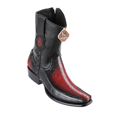 MEN'S KING EXOTIC STINGRAY BOOTS WITH DEER DUBAI TOE HANDCRAFTED FADED BURGUNDY (479BF1143) image 0