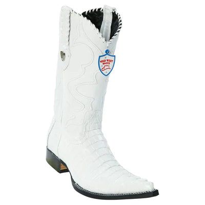 WILD WEST BOOTS #2950128 MEN'S | COLOR WHITE | MEN'S WILD WEST CAIMAN TAIL 3X TOE BOOTS HANDCRAFTED image 0