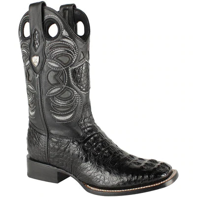 WILD WEST BOOTS #28240205 MEN'S | COLOR BLACK | MEN’S WILD WEST CAIMAN HORNBACK BOOTS SQUARE TOE HANDCRAFTED image 0