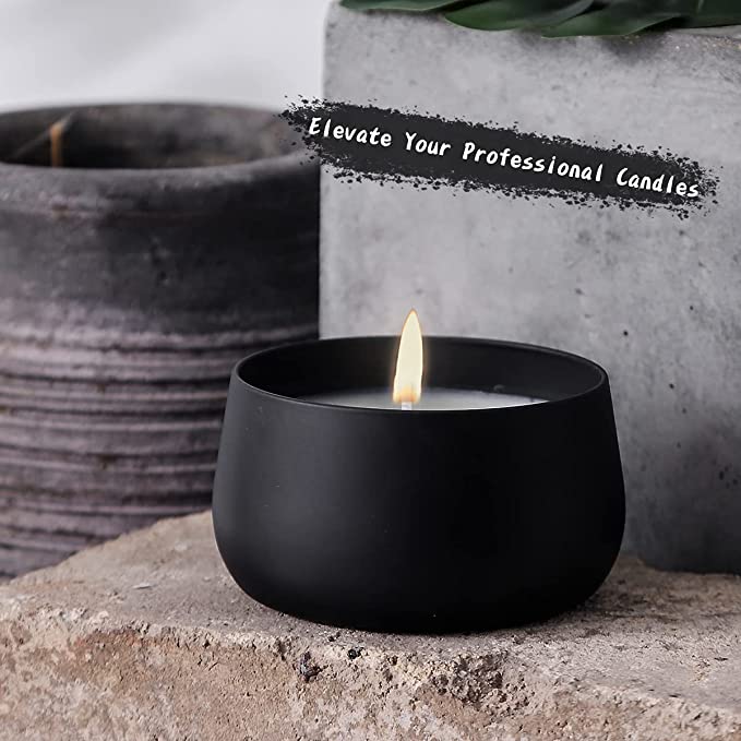 PMCDS2G 24 All-Black 8oz Candle Tins with Lids | Seamless Pot-Bellied Black Matt Finish | Candle Making Supplies | Empty Candle Jars for Making Candles Bulk | Candle Containers image 3