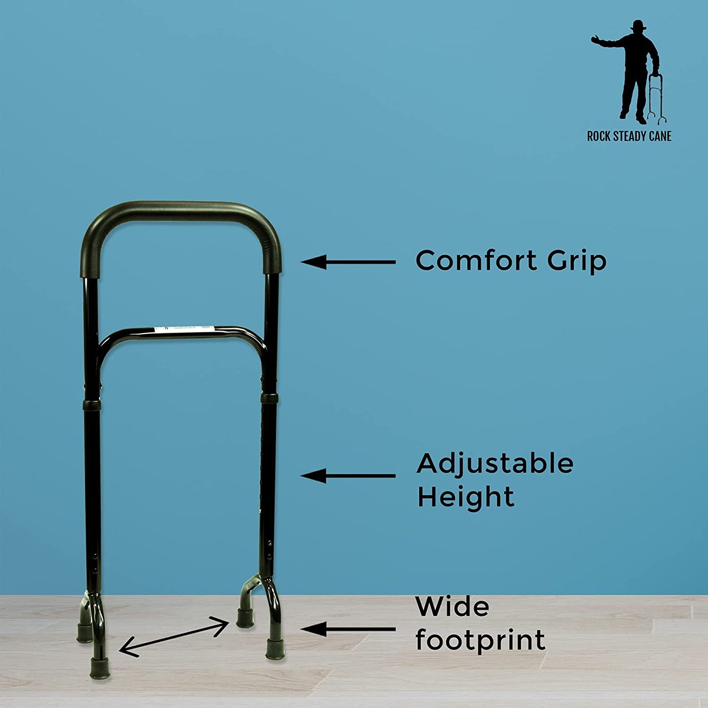 Rock Steady Cane- Stand Assist Adjustable Walking Cane Keeps You Independent - Walking, in Your Bathroom and Car. The Versatile Self Standing Cane Replaces Walkers, Crutches and Easy Up Aids image 3