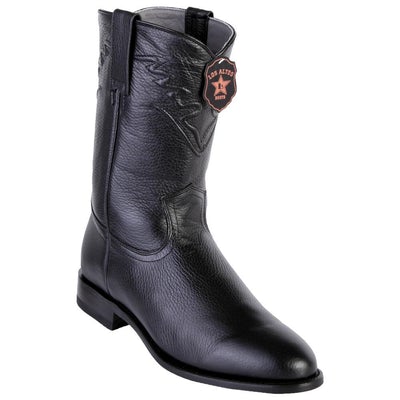 LOS ALTOS BOOTS MENS #805105 ROPER STYLE | GENUINE ELK LEATHER BOOTS HANDCRAFTED | COLOR BLACK image 0