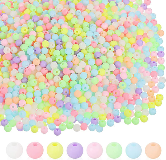 2000 Pieces Color Beads 6mm Acrylic Round Beads Mix Plastic Spacer Beads Small Cute Pastel Beads Kawaii Assorted Beads Rainbow Colorful Beads for Bracelet Necklace DIY Craft Jewelry Making image 0