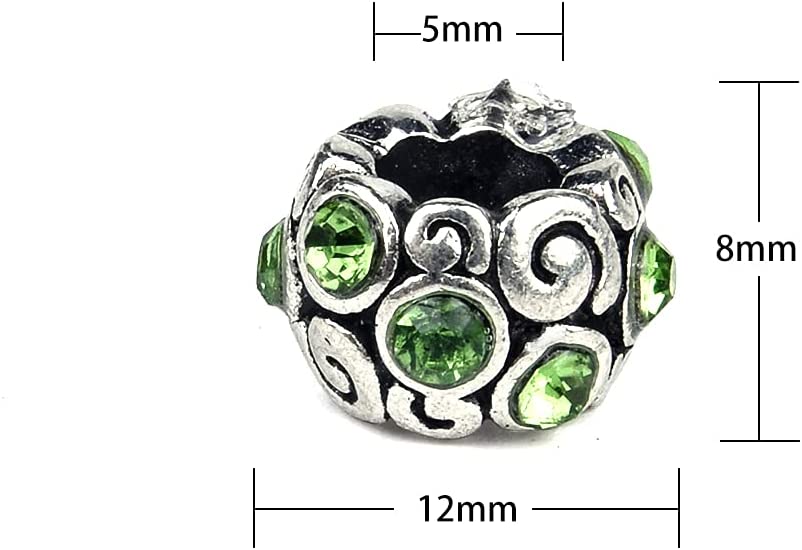 60 Pieces Assorted European Beads with Plating Silver Metal Alloy Rhinestone Large Hole Spacer Beads for DIY Charm Bracelet Jewelry Making (Inlaid Drill Alloy) image 3