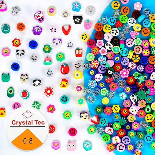 400PCS DIY Smiley Face Beads for Girls Mixed Colorful Fruit Animal Flower Shape Polymer Clay Beads Happy Face Cute Beads for Jewelry Making Bracelet Earring Necklace Craft Making Supplies image 0