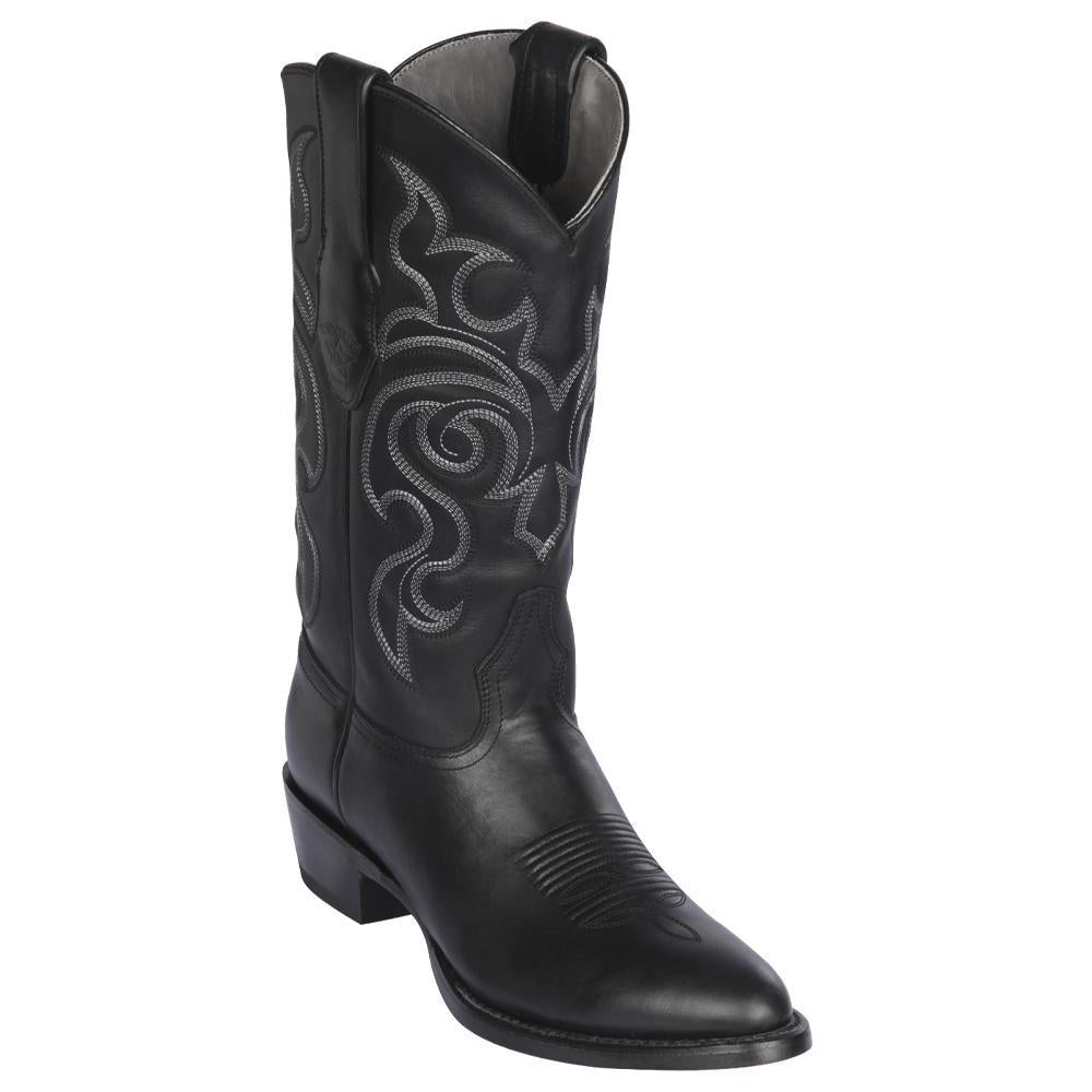 Los Altos Boots Mens #653805 Round Toe | Genuine Pull Up Leather Boots | Color Black image 0