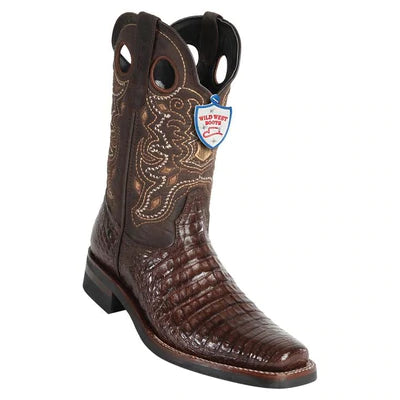WILD WEST BOOTS #28198207 MEN'S | COLOR BROWN | MEN'S WILD WEST CAIMAN BELLY BOOTS WITH RUBBER SOLE SQUARE TOE HANDCRAFTED image 0