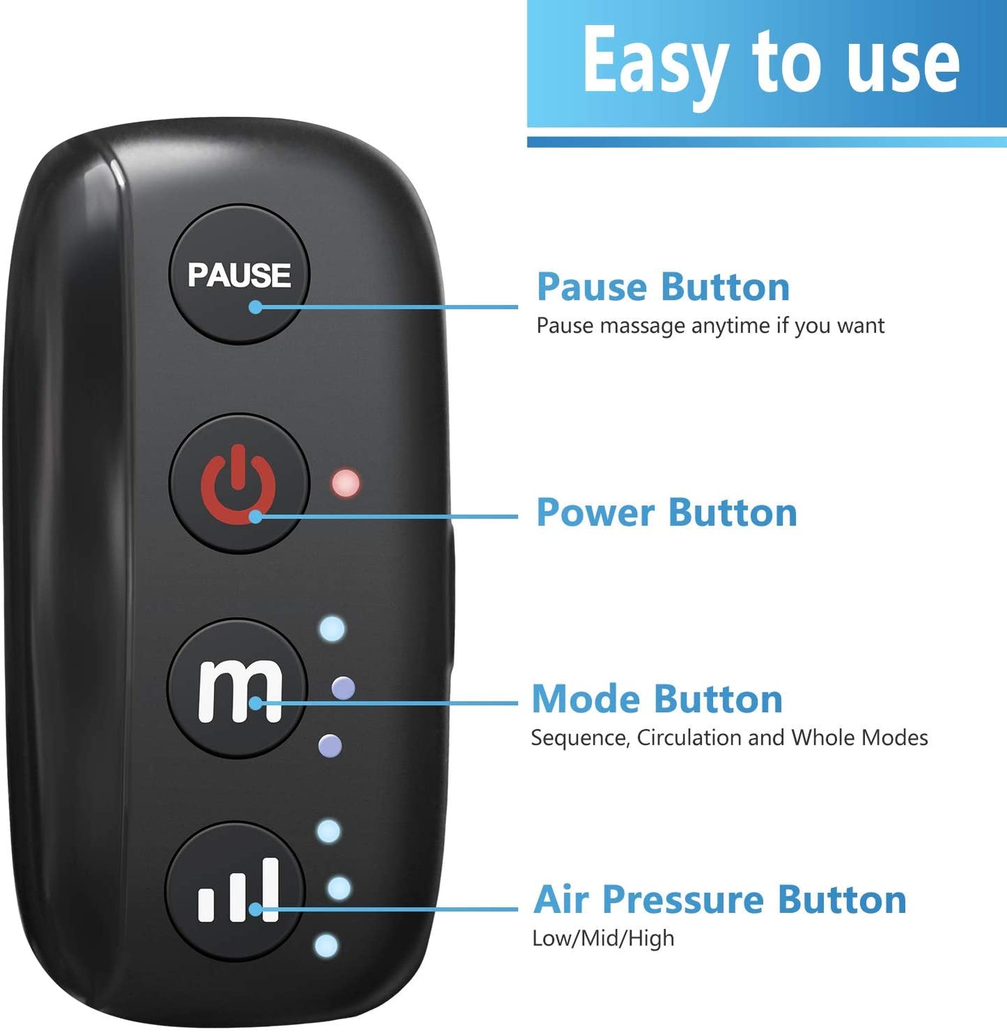 CINCOM Rechargeable Leg Massager, Wireless Air Compression Calf Massager for Circulation and Muscles Relaxation (A Pair) image 4