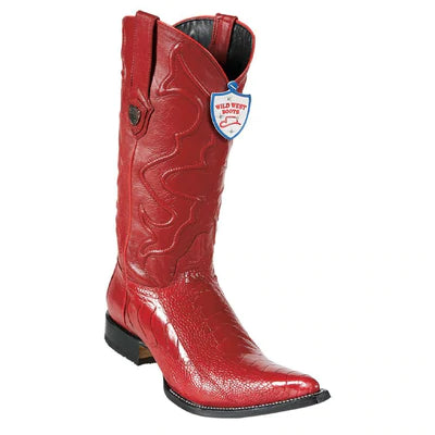 WILD WEST BOOTS #2950512 MEN'S | COLOR RED | MEN'S WILD WEST OSTRICH LEG 3X TOE BOOTS HANDCRAFTED image 0