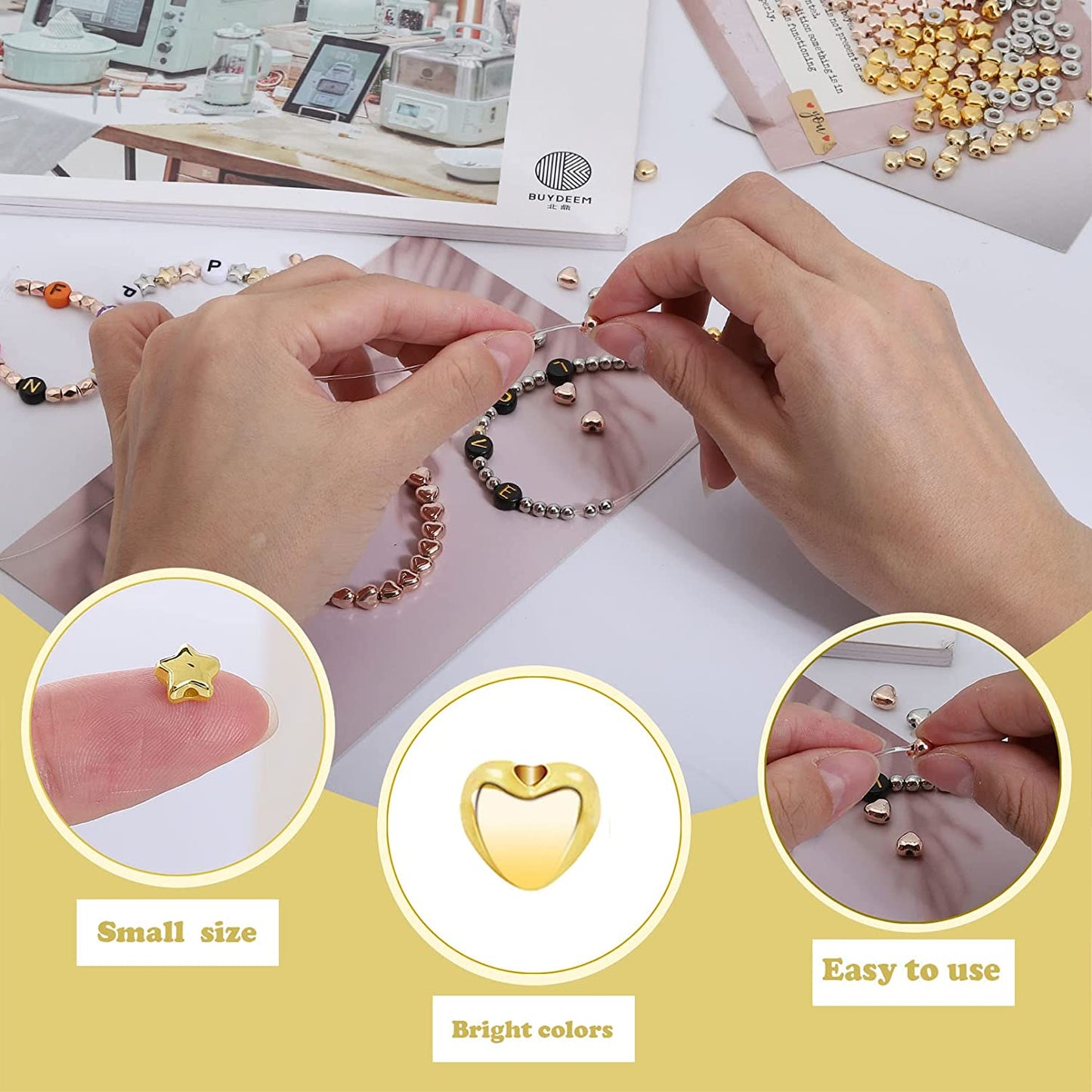 1700 Pieces 8 Styles Spacer Beads Assorted Beads Set Tibetan Flat Round Corrugated Pumpkin Bicone Disc Polygon Faceted Flower Rondelle Loose Beads for Bracelet Necklace Earring Jewelry Making image 3