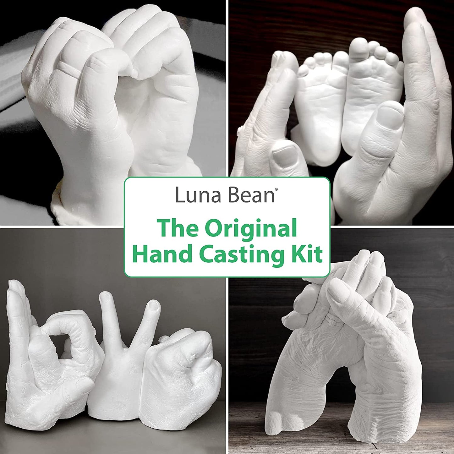 Luna Bean Keepsake Hands Casting Kit | DIY Plaster Statue Casting Kit | Hand Holding Craft for Couples, Adult &amp; Child, Wedding, Friends, Anniversary image 2