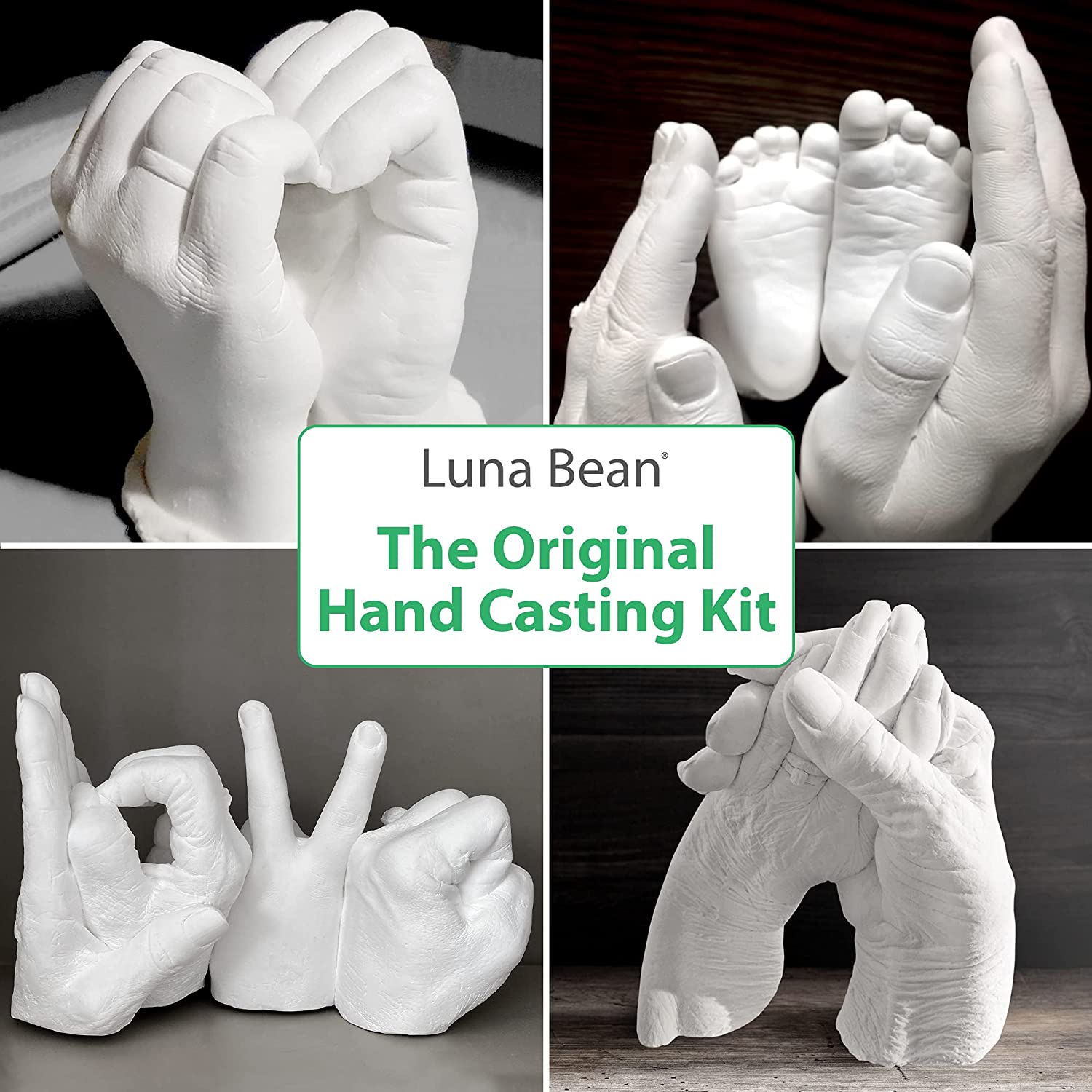 Luna Bean Keepsake Hands Casting Kit | DIY Plaster Statue Casting Kit | Hand Holding Craft for Couples, Adult &amp; Child, Wedding, Friends, Anniversary image 2
