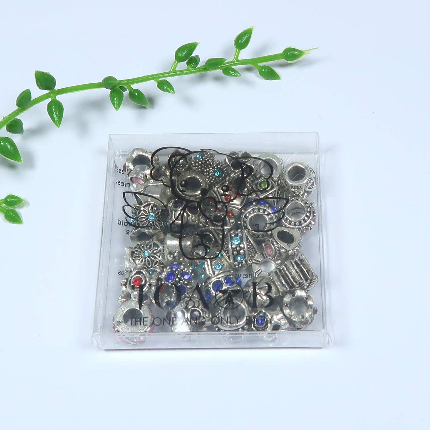 TOAOB 30pcs Assorted Antique Silver Rhinestone European Lampwork Charms Beads Large Hole Spacer Beads Charms Supplies for Bracelet Necklace Jewelry Making image 6