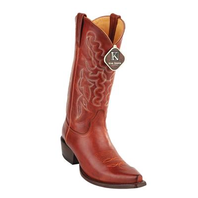 MEN'S KING EXOTIC SNIP TOE PULL UP LEATHER BOOTS HANDMADE COGNAC (4943803) image 0