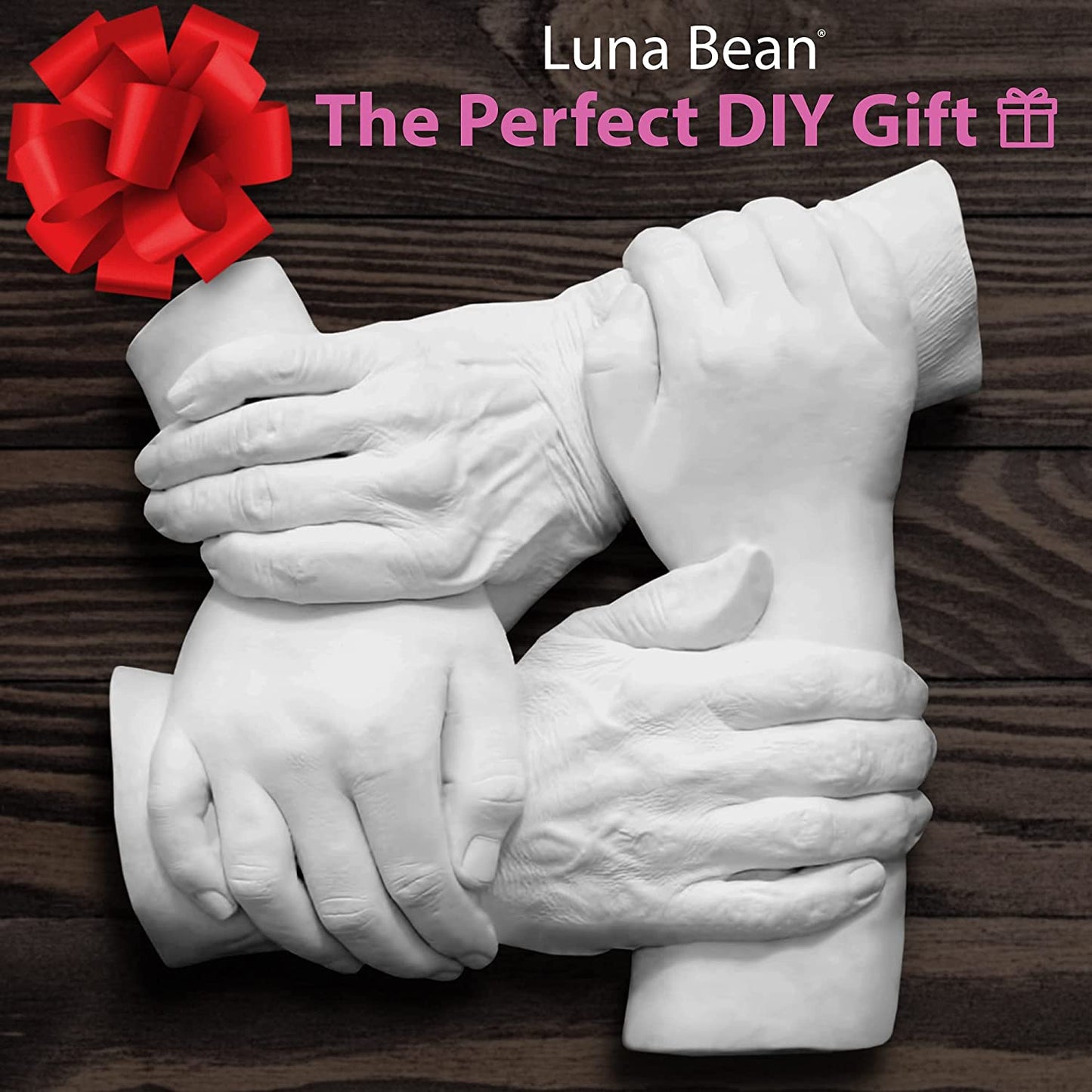 Luna Bean Intertwined Family Size Plaster Hand Mold Casting Kit - Perfect for Adults &amp; Kids DIY Kits - (Cast up to 6 Hands) image 1