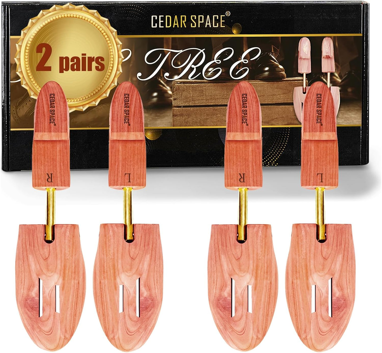 Cedar Shoe Trees 2-Pack — Aromatic Wood Shoe Shapers (Sizes 6.5–14)