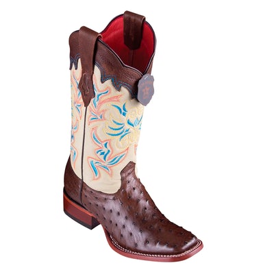 WOMEN’S LOS ALTOS OSTRICH BOOTS WIDE SQUARE TOE HANDCRAFTED | COLOR BROWN (3220307) image 0