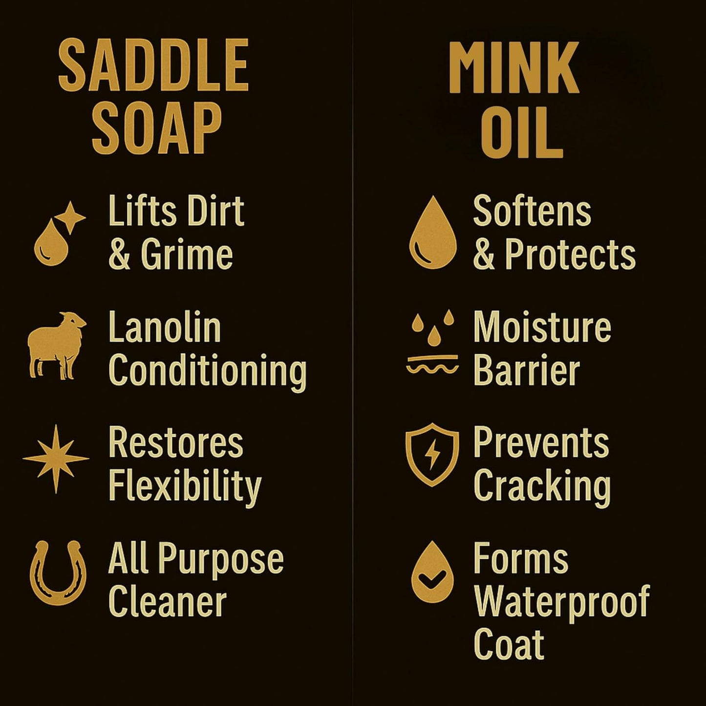Leather Boot Care Kit — Mink Oil, Saddle Soap, Applicators & Cloth