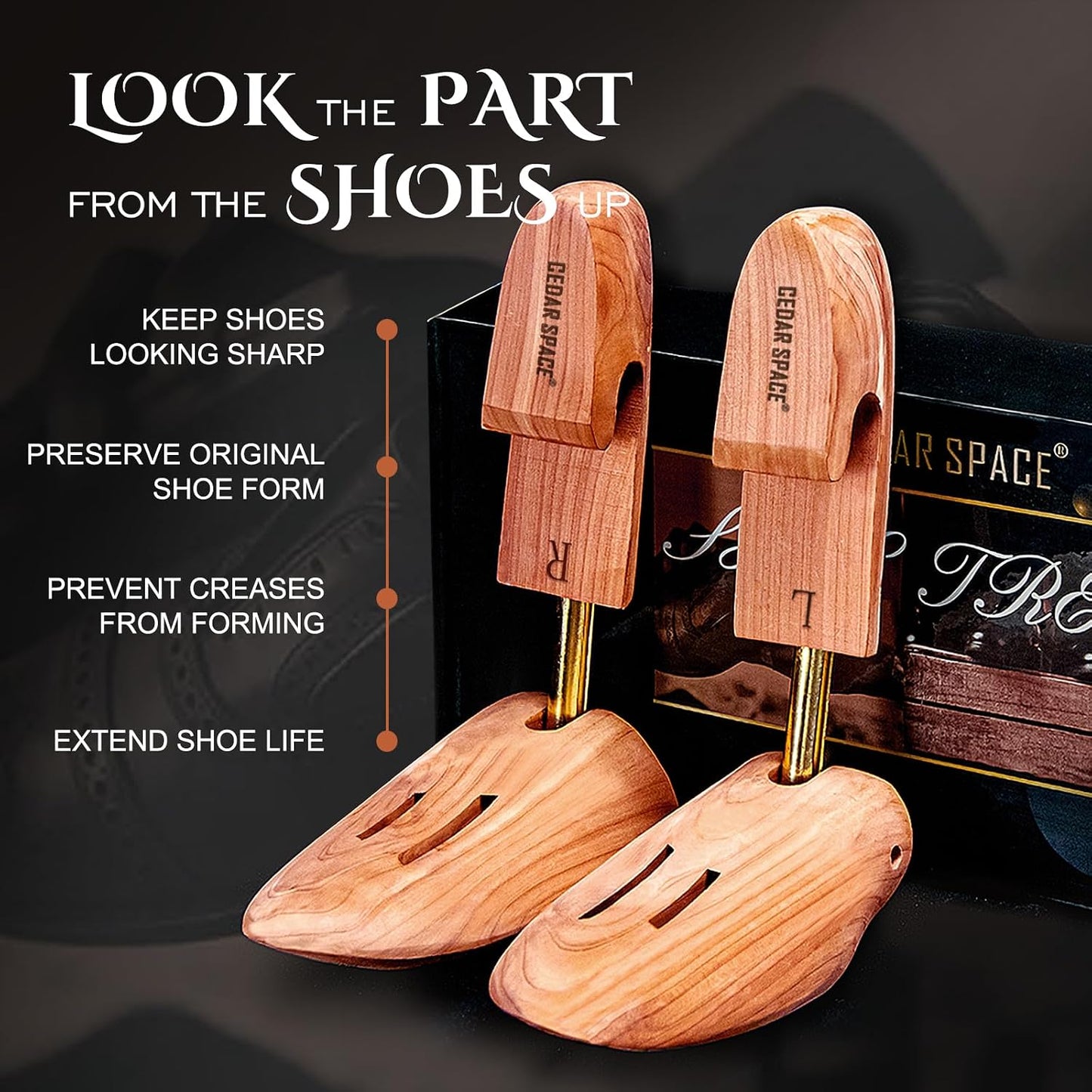 Cedar Shoe Trees 2-Pack — Aromatic Wood Shoe Shapers (Sizes 6.5–14)