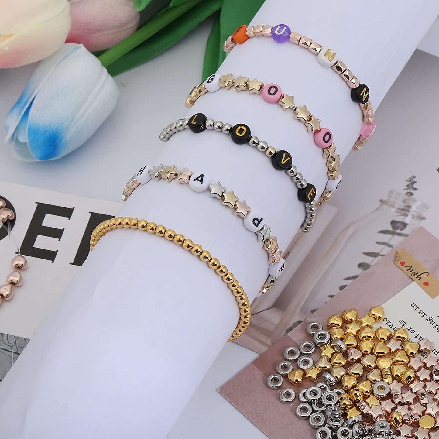 1700 Pieces 8 Styles Spacer Beads Assorted Beads Set Tibetan Flat Round Corrugated Pumpkin Bicone Disc Polygon Faceted Flower Rondelle Loose Beads for Bracelet Necklace Earring Jewelry Making image 2